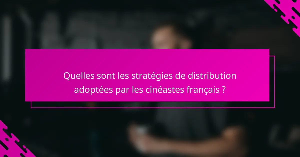 Quelles sont les stratégies de distribution adoptées par les cinéastes français ?