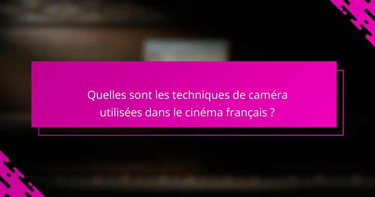 Quelles sont les techniques de caméra utilisées dans le cinéma français ?